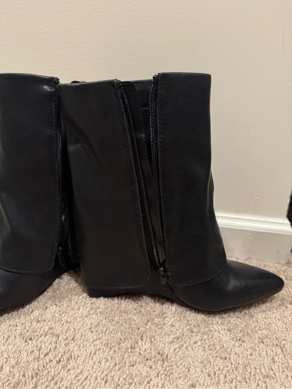 Target Women's Black Pointed Toe Mid-Calf Heeled Boots